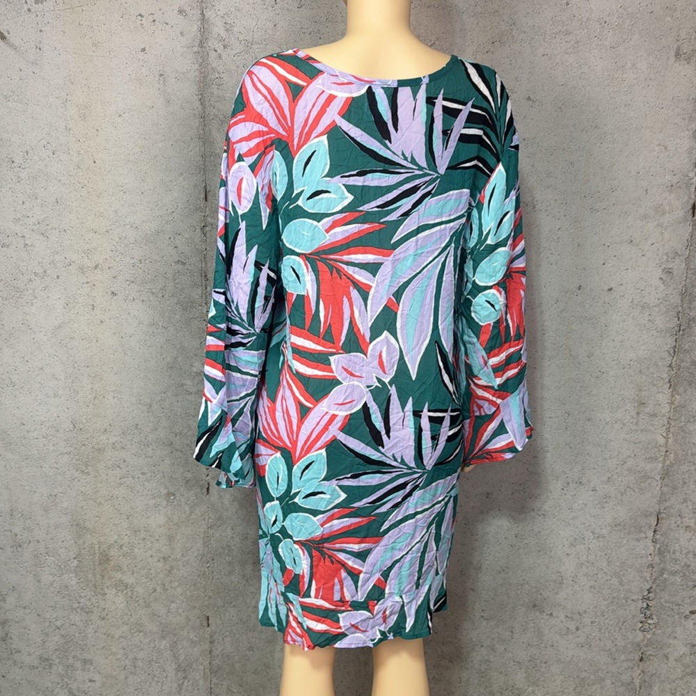 Anne Cole Green and Pink Swim Coverup with Bell Sleeves Xl/XXl - Picture 4 of 7